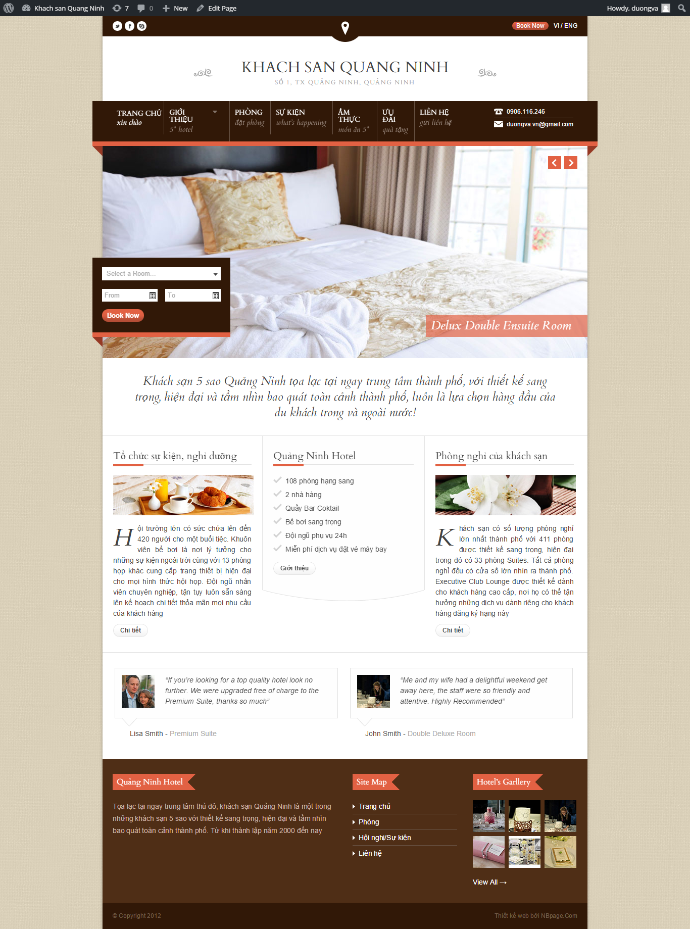 Mẫu website khách sạn booking bằng wordpress